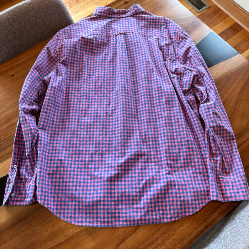 American Eagle Men's XXL Shirt Gingham Long Sleeve Seriously Soft Pink Blue - Picture 11 of 11
